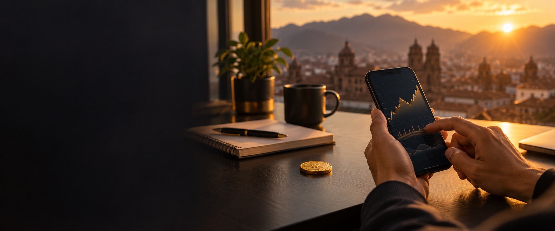 Una persona revisa un gráfico en su teléfono